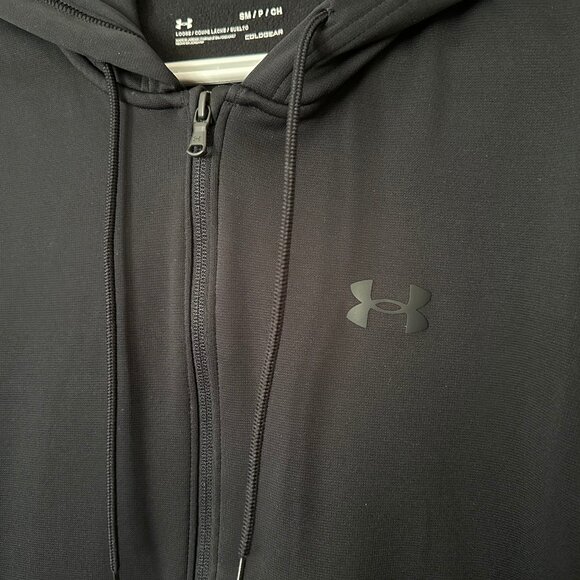 Under Armour โข Fleece Full Zip Hooded Jacket โข Small โข Black โข Coldgear - Picture 13 of 14